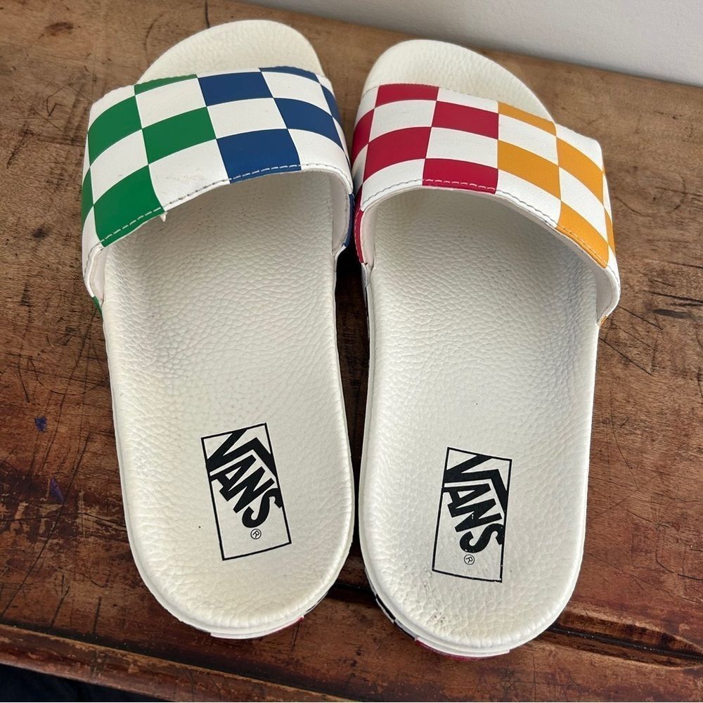 Vans half big checker slide-on shoes slides men's sz 11 preworn - Picture 9 of 13